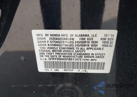 2015 Acura Mdx Technology Package z USA, uszkodzony, nr VIN 5FRYD3H45FB011472